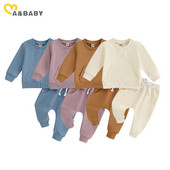 ma&baby 0-3A Nou-Născut Bebeluş Băiat Fată Seturi de haine toamna primăvară culoare solidă topuri cu mâneci lungi pantaloni toamnă primăvară ţinută copil mic