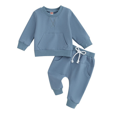ma&baby 0-3A Nou-Născut Bebeluş Băiat Fată Seturi de haine toamna primăvară culoare solidă topuri cu mâneci lungi pantaloni toamnă primăvară ţinută copil mic