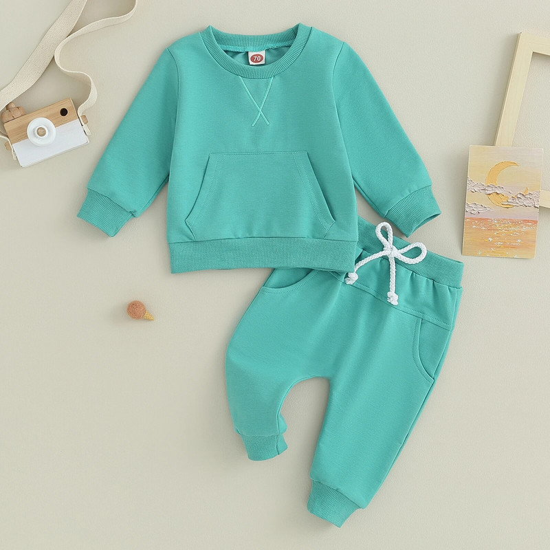 ma&baby 0-3Y Νεογέννητο Βρέφος Βρέφος αγόρι κοριτσάκι Σετ Φθινοπωρινής Άνοιξης Μονόχρωμο μακρυμάνικο μπλουζάκι Παντελόνι Φθινοπωρινή Άνοιξη για νήπια