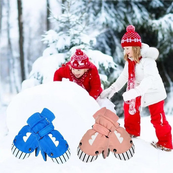 Παιδικά γάντια για σκι Αγόρια κορίτσια Υπέροχο κάλυμμα χεριών Παχύ γάντια χιονιού Κινούμενα σχέδια για υπαίθρια γάντια Παιδικά γάντια χακί