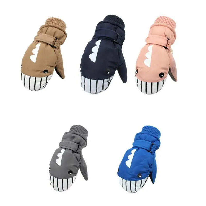Παιδικά γάντια για σκι Αγόρια κορίτσια Υπέροχο κάλυμμα χεριών Παχύ γάντια χιονιού Κινούμενα σχέδια για υπαίθρια γάντια Παιδικά γάντια χακί
