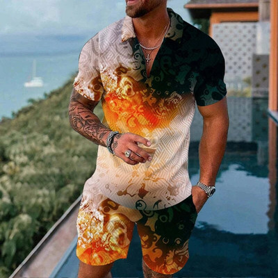 Trening pentru bărbați, cu dungi, cu imprimeu de afaceri, POLO, îmbrăcăminte sportivă, ocazională, seturi de 2 piese, pantaloni de trening, haine pentru bărbați