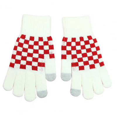 Σχέδιο σκακιέρας Γυναικεία χειμωνιάτικα γάντια Ενήλικες Παιδιά Full Finger Thicken Camping Πεζοπορία Πλεκτά γάντια με πλήρες δάχτυλο Y2k γάντια