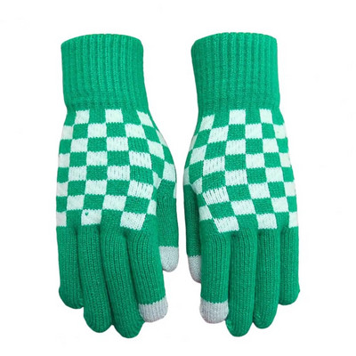 Σχέδιο σκακιέρας Γυναικεία χειμωνιάτικα γάντια Ενήλικες Παιδιά Full Finger Thicken Camping Πεζοπορία Πλεκτά γάντια με πλήρες δάχτυλο Y2k γάντια