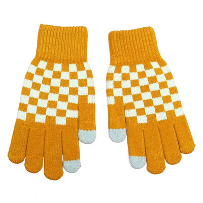 Σχέδιο σκακιέρας Γυναικεία χειμωνιάτικα γάντια Ενήλικες Παιδιά Full Finger Thicken Camping Πεζοπορία Πλεκτά γάντια με πλήρες δάχτυλο Y2k γάντια