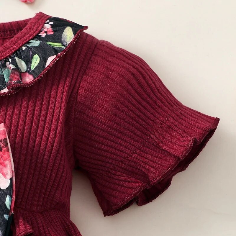 Νέο φόρεμα για κοριτσάκι Καλοκαιρινό χαριτωμένο κούκλα γιακά μανίκια συνονθύλευμα τούρτα φόρεμα πριγκίπισσας κεφαλόδεσμο για βρέφος casual φόρεμα