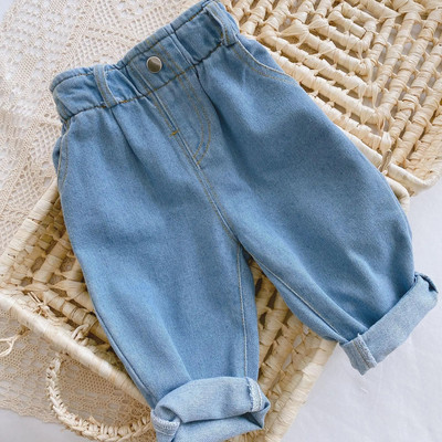2023 de primăvară, pantaloni largi de denim pentru copii, uni, pantaloni casual pentru copii, pantaloni de modă pentru băieți, pantaloni pentru fete, pantaloni mari Pp, haine pentru bebeluși