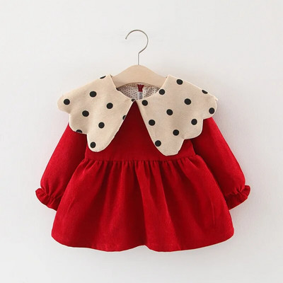 0-3T Rochie pentru fetiță Rochii pentru fetiță Rochii cu mânecă lungă pentru sugari Rochie din velur cu fundă Prințesă drăguță Primăvară Toamnă Iarnă Haine pentru fete