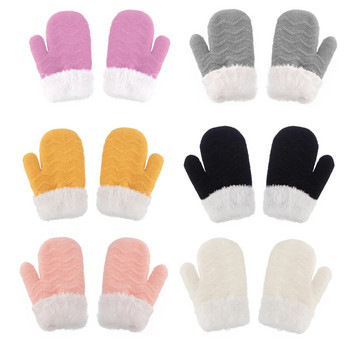 0-3 ετών Βρεφικά κορίτσια αγόρια Χειμερινά πλεκτά γάντια Ζεστά βελούδινα γάντια για τα δάχτυλα Γάντια για παιδιά Παιδικά αξεσουάρ για νήπια
