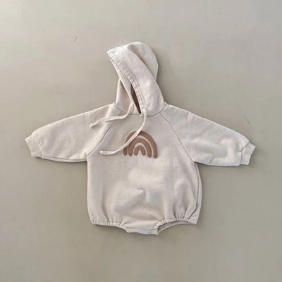 INS Baby Boys Oversized Romper Toddler Girls Rainbow Hoodie Romper Φθινοπωρινό ανοιξιάτικο μακρυμάνικο μπεζ φούτερ Πανωφόρι
