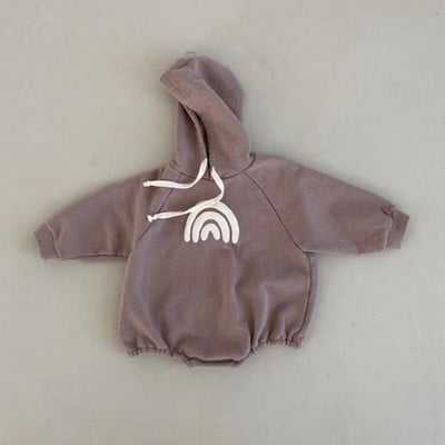 INS Baby Boys Oversized Romper Toddler Girls Rainbow Hoodie Romper Φθινοπωρινό ανοιξιάτικο μακρυμάνικο μπεζ φούτερ Πανωφόρι