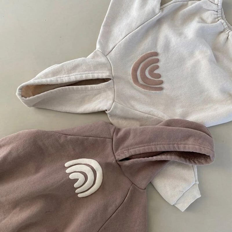 INS Baby Boys Oversized Romper Toddler Girls Rainbow Hoodie Romper Φθινοπωρινό ανοιξιάτικο μακρυμάνικο μπεζ φούτερ Πανωφόρι