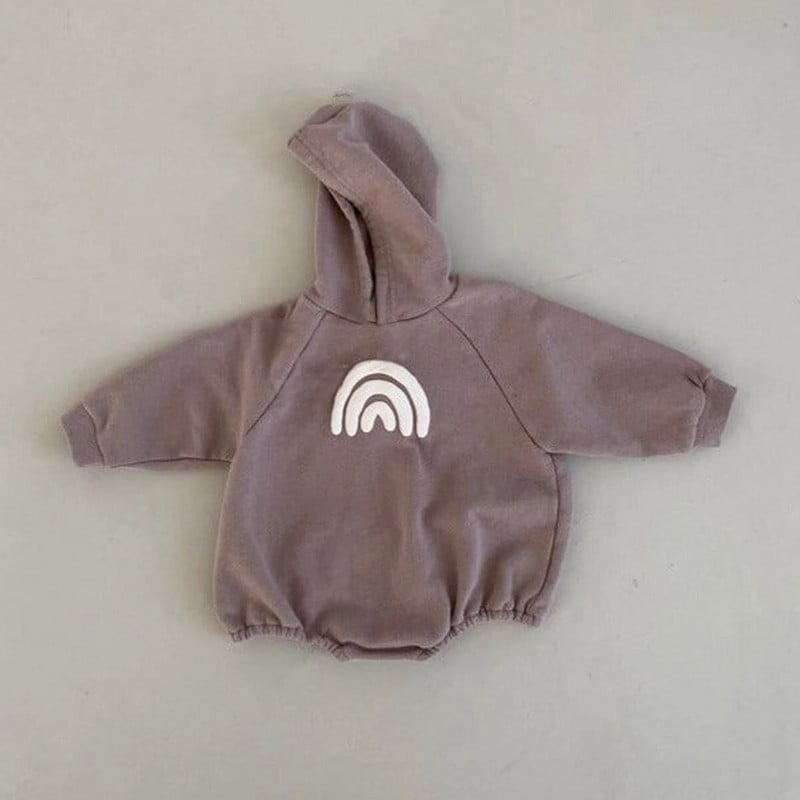 INS Baby Boys Oversized Romper Toddler Girls Rainbow Hoodie Romper Φθινοπωρινό ανοιξιάτικο μακρυμάνικο μπεζ φούτερ Πανωφόρι
