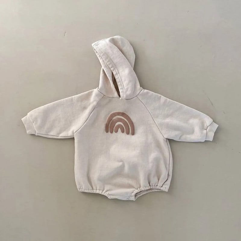 INS Baby Boys Oversized Romper Toddler Girls Rainbow Hoodie Romper Φθινοπωρινό ανοιξιάτικο μακρυμάνικο μπεζ φούτερ Πανωφόρι
