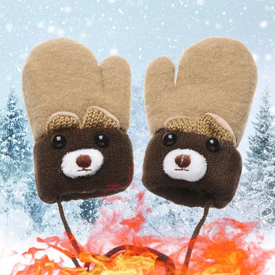 Зимни 0-3 години Момчета Момичета Бебешки новородени Детски ръкавици Плетени ръкавици Дебели топли сладки анимационни филми