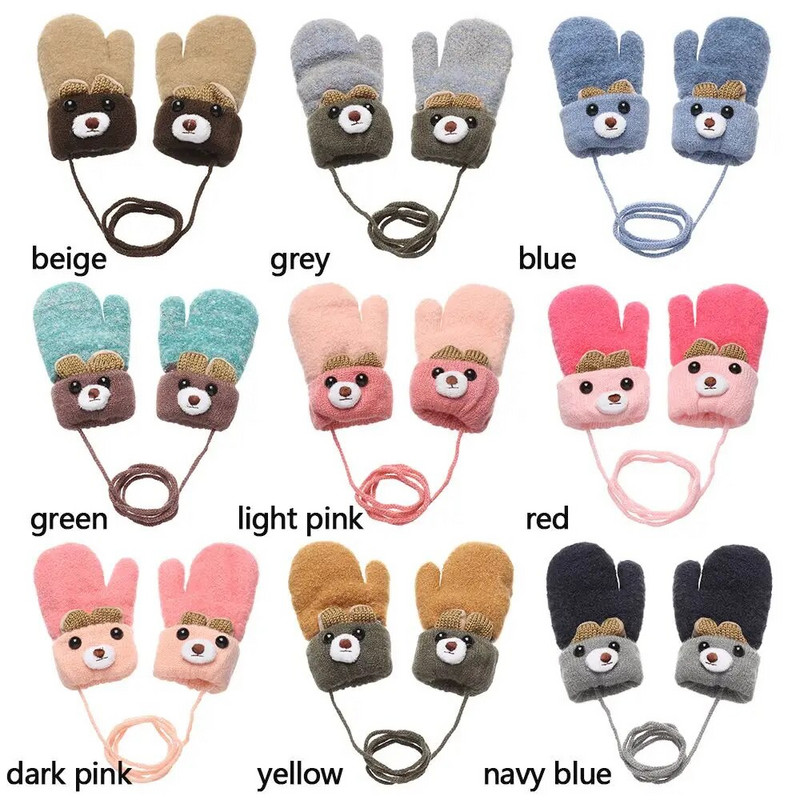 Iarna 0-3 ani Băieți Fete Bebeluși Nou-născut Copii Mănuși Mănuși tricotate Gros Călduț Drăguț Desen animat