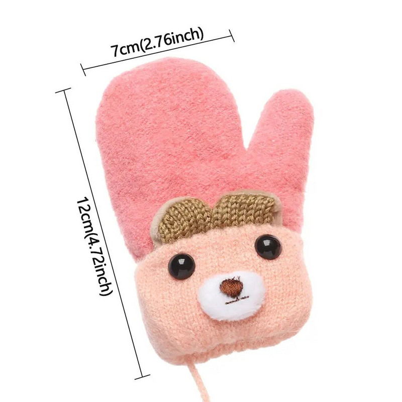 Iarna 0-3 ani Băieți Fete Bebeluși Nou-născut Copii Mănuși Mănuși tricotate Gros Călduț Drăguț Desen animat