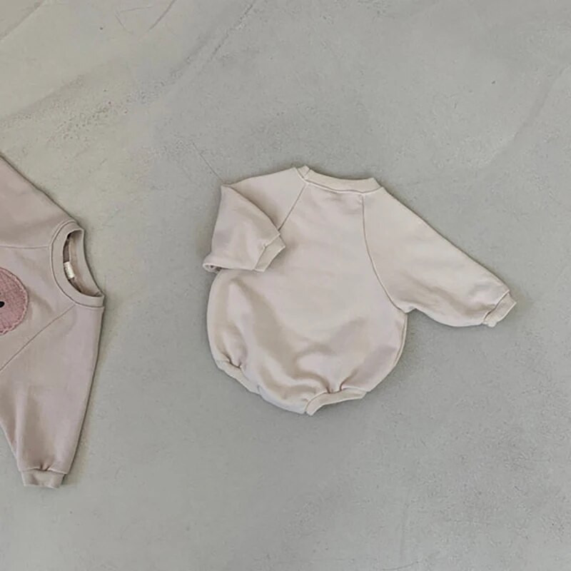 Βρεφικά κοριτσάκια Αγόρια Smiley Φούτερ Romper Μακρυμάνικο Romper Φαρδιά Βαμβακερό Βρεφικό Παιδικό Σώμα με κουκούλα Bebe Fille Strampler Hot