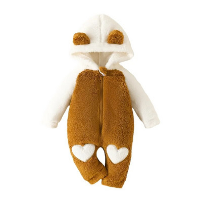 0-3Y Baby Fleece Ζεστές φόρμες για αγόρια κορίτσια Χειμερινά ρούχα νήπιο Animal Horn Hood Romper Εξωτερικά ρούχα για βρέφη υπέροχες χιονοφόρες