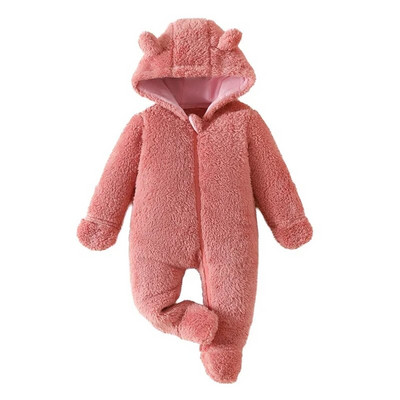 0-3Y Baby Fleece Ζεστές φόρμες για αγόρια κορίτσια Χειμερινά ρούχα νήπιο Animal Horn Hood Romper Εξωτερικά ρούχα για βρέφη υπέροχες χιονοφόρες