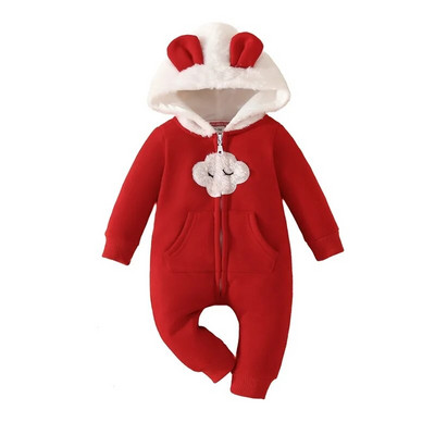 0-3Y Baby Fleece Ζεστές φόρμες για αγόρια κορίτσια Χειμερινά ρούχα νήπιο Animal Horn Hood Romper Εξωτερικά ρούχα για βρέφη υπέροχες χιονοφόρες