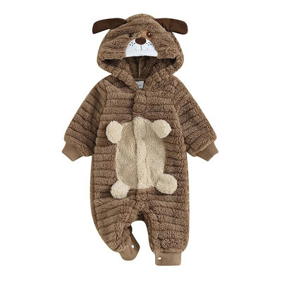 0-3Y Baby Fleece Ζεστές φόρμες για αγόρια κορίτσια Χειμερινά ρούχα νήπιο Animal Horn Hood Romper Εξωτερικά ρούχα για βρέφη υπέροχες χιονοφόρες
