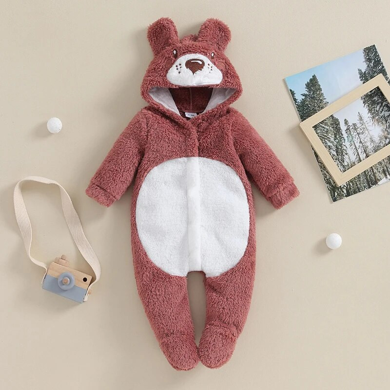 0-3Y Baby Fleece Ζεστές φόρμες για αγόρια κορίτσια Χειμερινά ρούχα νήπιο Animal Horn Hood Romper Εξωτερικά ρούχα για βρέφη υπέροχες χιονοφόρες
