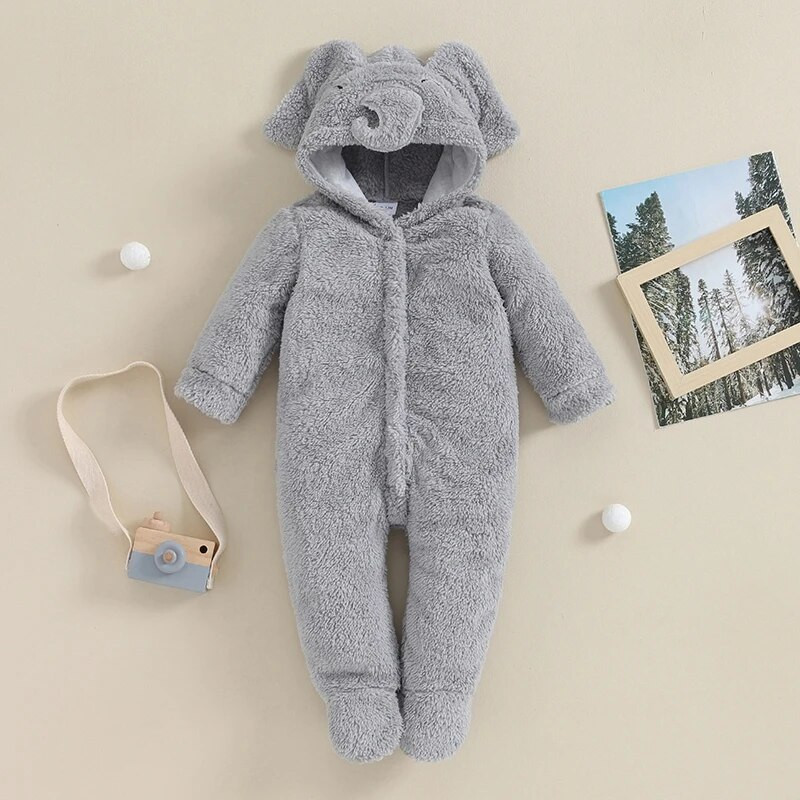 0-3Y Baby Fleece Ζεστές φόρμες για αγόρια κορίτσια Χειμερινά ρούχα νήπιο Animal Horn Hood Romper Εξωτερικά ρούχα για βρέφη υπέροχες χιονοφόρες