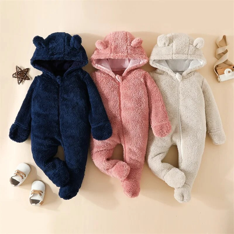 0-3Y Baby Fleece Ζεστές φόρμες για αγόρια κορίτσια Χειμερινά ρούχα νήπιο Animal Horn Hood Romper Εξωτερικά ρούχα για βρέφη υπέροχες χιονοφόρες