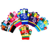 Moodsad tüdrukud poisid, mitmevärvilised triibud, talvised paksud soojad kootud täissõrmekindad ja labakindad 3+ST1#