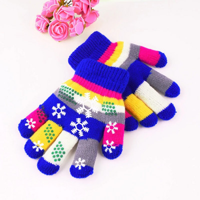 Moodsad tüdrukud poisid, mitmevärvilised triibud, talvised paksud soojad kootud täissõrmekindad ja labakindad 3+ST1#