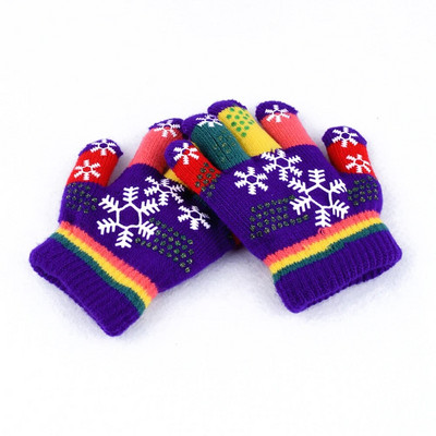 Moodsad tüdrukud poisid, mitmevärvilised triibud, talvised paksud soojad kootud täissõrmekindad ja labakindad 3+ST1#