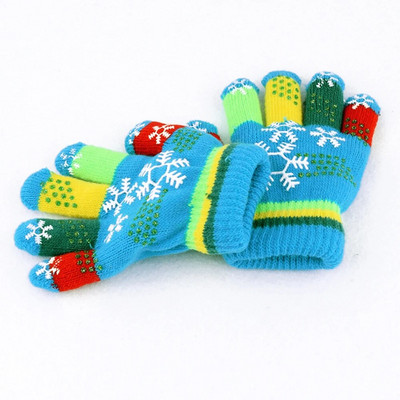 Moodsad tüdrukud poisid, mitmevärvilised triibud, talvised paksud soojad kootud täissõrmekindad ja labakindad 3+ST1#