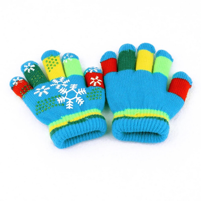 Moodsad tüdrukud poisid, mitmevärvilised triibud, talvised paksud soojad kootud täissõrmekindad ja labakindad 3+ST1#