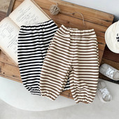 Pantaloni largi de toamnă pentru bebeluși, pantaloni casual cu dungi pentru fetiță, pantaloni sport din bumbac, haine pentru copii