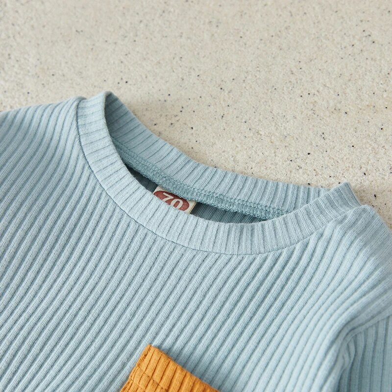 Φθινοπωρινό σετ Suefunskry Baby Boys, Φούτερ με μακρυμάνικη λαιμόκοψη σε αντίθεση χρώματος με ελαστικό παντελόνι μέσης Βρεφικά ρούχα, 0-3 ετών