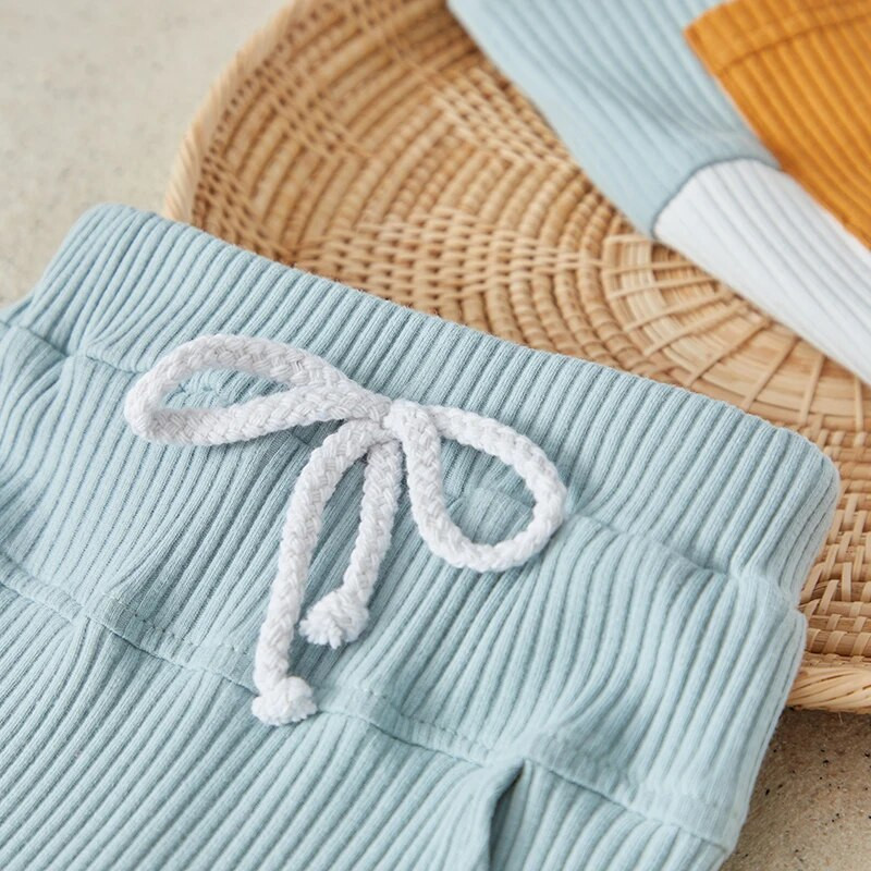 Φθινοπωρινό σετ Suefunskry Baby Boys, Φούτερ με μακρυμάνικη λαιμόκοψη σε αντίθεση χρώματος με ελαστικό παντελόνι μέσης Βρεφικά ρούχα, 0-3 ετών