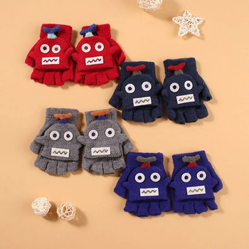 Нови детски ръкавици, зимни дебели детски ръкавици, топли, сладки анимационни плетени пръсти, момичета, момчета, плетени ръкавици, бебешки аксесоари
