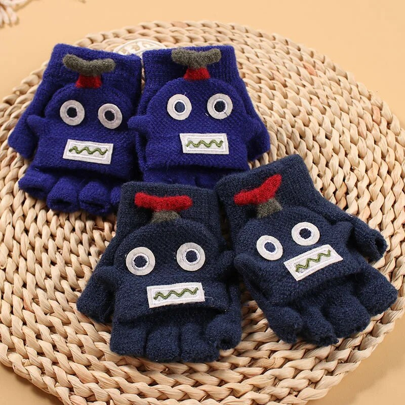 Νέα παιδικά γάντια χειμωνιάτικα χοντρά παιδικά γάντια ζεστά χαριτωμένα κινούμενα σχέδια Πλεκτά κορίτσια με πλήρες δάχτυλο αγόρια Γάντια για μωρά αξεσουάρ