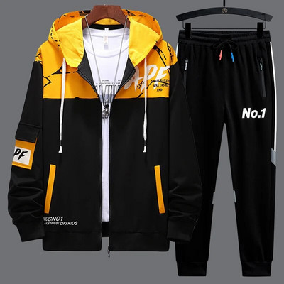 Treninguri noi pentru bărbați, 2 piese, costume de trening, pentru bărbați, cu fermoar, cardigan, imprimare, hanorace, pantaloni de trening, seturi, student, soț, îmbrăcăminte sport