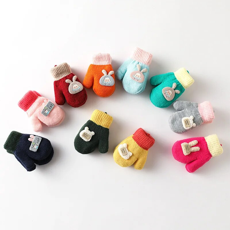 2023 Mănuși drăguțe de desene animate pentru copii cu frânghie pentru bebeluși băieți fete mănuși calde iarnă mănuși groase tricotate pentru copii варежки детские