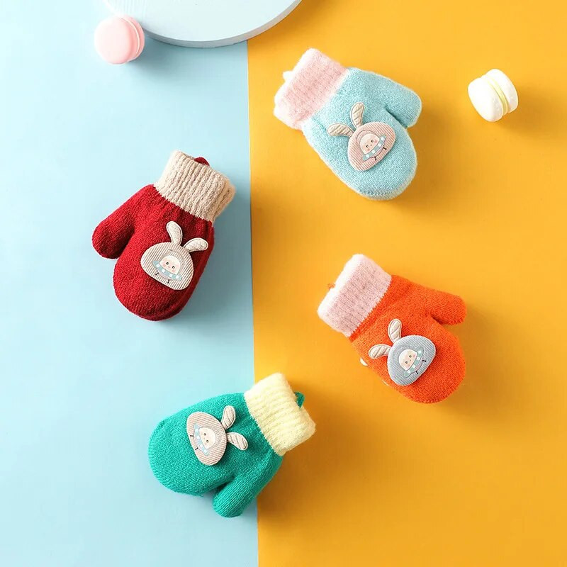 2023 Mănuși drăguțe de desene animate pentru copii cu frânghie pentru bebeluși băieți fete mănuși calde iarnă mănuși groase tricotate pentru copii варежки детские