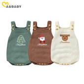 ma&baby 1-18M Χριστουγεννιάτικο Νεογέννητο Βρέφος Αγόρι Κοριτσάκι Αμάνικο Δέντρο Κέντημα Πλεκτό Ολόσωμο Ολόσωμο Χριστουγεννιάτικες στολές
