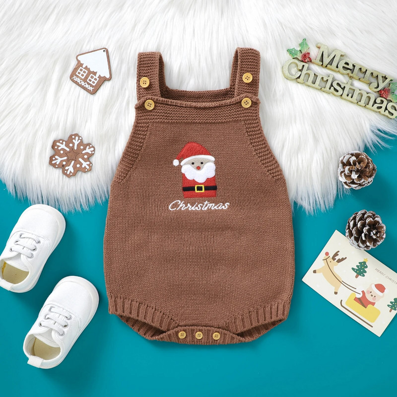 ma&baby 1-18M Χριστουγεννιάτικο Νεογέννητο Βρέφος Αγόρι Κοριτσάκι Αμάνικο Δέντρο Κέντημα Πλεκτό Ολόσωμο Ολόσωμο Χριστουγεννιάτικες στολές