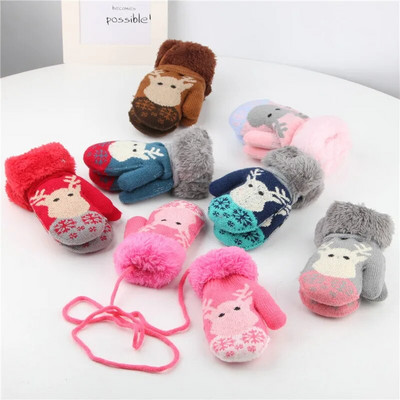 0-3T mănuși pentru copii calde groase plus catifea copii fete băieți mănuși tricotate iarnă copii copil mic frânghie mănușă cadou de Crăciun