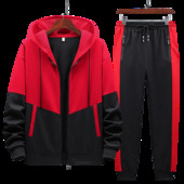 Άνοιξη και φθινόπωρο 2023 Ανδρική αθλητική φόρμα Leisure Sports κοστούμι με κουκούλα Μακρυμάνικο παλτό + Σετ δύο τεμαχίων παντελόνι σε μάτσες