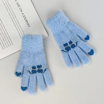 Сладки анимационни бебешки ръкавици Момчета Момичета Зимни удебелени топли плетени ръкавици Детски Детски ръкавици На открито Пазете пръстите топли