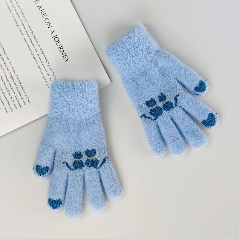 Χαριτωμένα κινούμενα σχέδια μωρά γάντια αγόρια κορίτσια Χειμώνας χοντρά ζεστά πλεκτά γάντια Παιδικά γάντια για παιδιά εξωτερικού χώρου Keep Finger ζεστό