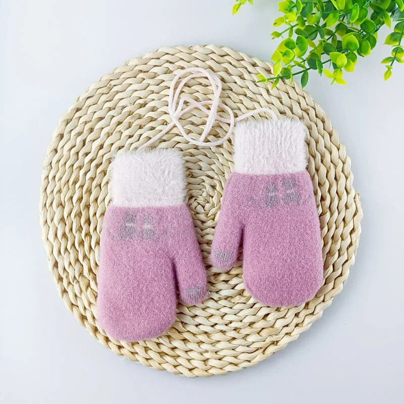 Χαριτωμένα κινούμενα σχέδια μωρά γάντια αγόρια κορίτσια Χειμώνας χοντρά ζεστά πλεκτά γάντια Παιδικά γάντια για παιδιά εξωτερικού χώρου Keep Finger ζεστό