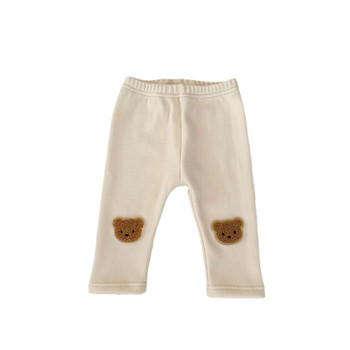 2023 Winter New Baby Plus Velvet Thick Leggings Toddler Cute Bear Pp Pants Infant Girl Fleece Pantalons Бебешки топли панталони Дрехи